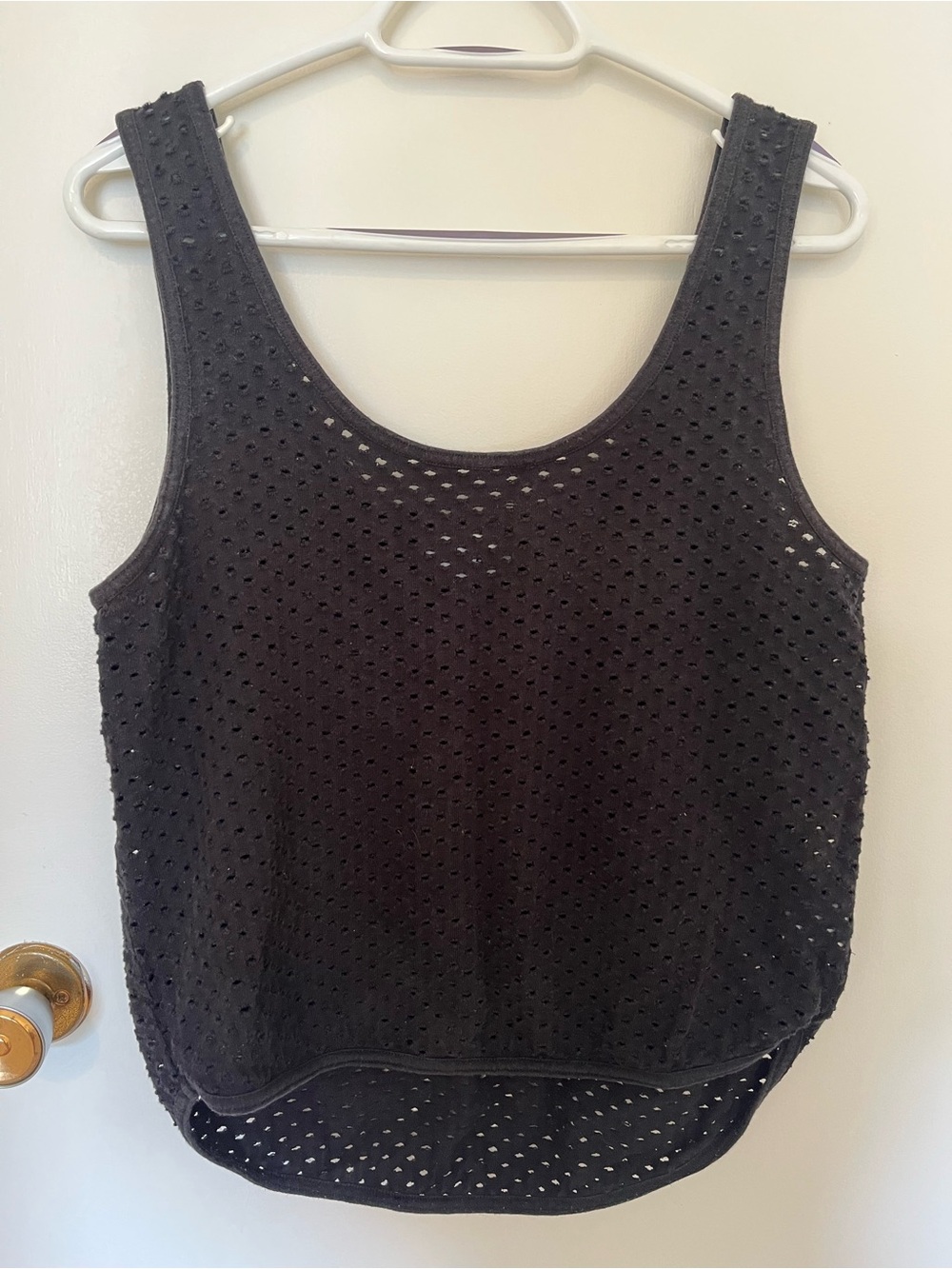 Ganni Black Eyelet Tank Top